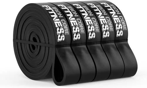 Vista 8 de Iron Core Fitness Paquete de 5 bandas de resistencia largas de calidad de gimnasio, amadas por profesionales del fitness para entrenamientos