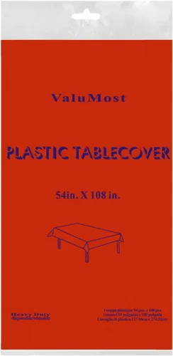 Vista 2 de Party Essentials ValuMost - Mantel de plástico disponible en 36 colores, 54 x 108 pulgadas, rojo