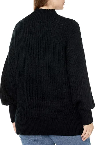 Vista 5 de The Drop INES - Suéter grueso acanalado con cuello alto falso para mujer