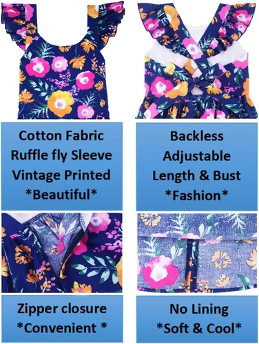 Vista 255 de Vestido de verano para niña, de algodón, con diseño floral