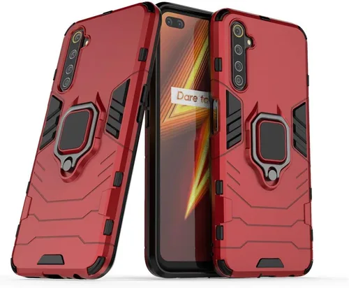 Vista 7 de LuluMain Compatible con Realme 6 Pro, soporte de metal con agarre de anillo de apoyo (funciona con soporte magnético para automóvil), cubierta Negro