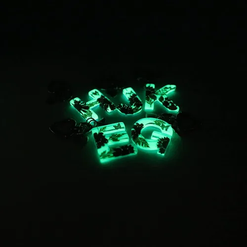 Vista 6 de Glow in the Dark Flower Alphabet Initial Letter Keychain, Resins Key Chains for Car Keys Bag Backpack Charm