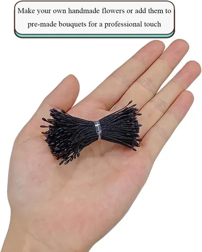 Vista 4 de HAHIYO 1000 piezas de 0.039 in negro perla doble cabeza flor Pistilo para hacer flores, decoración de álbumes de recortes, mini hecho a mano