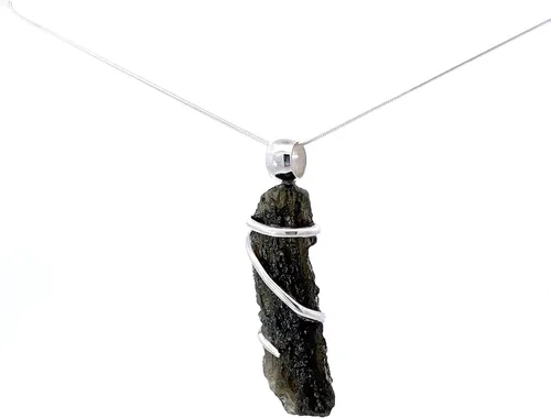 Vista 2 de Stones Eternal Collar con colgante de cristal de moldavita (22 pulgadas), verde, Metal