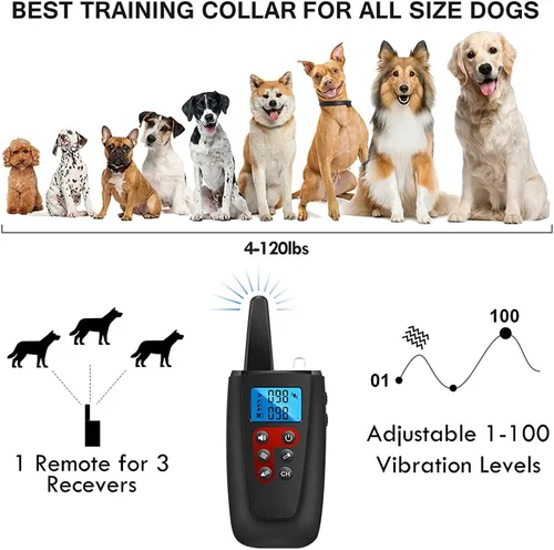 Vista 4 de Paipaitek Collar de entrenamiento para perros sin choques, rango de 3300 pies, collar de entrenamiento de perro impermeable IPX7 con mando a