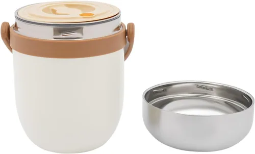 Vista 9 de Tarro de 2 niveles de acero inoxidable aislado al vacío de boca ancha para sopa y comida caliente con mantiene térmico, portátil, apilable, cajas
