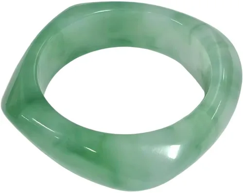 Vista 16 de Fuqimanman2020 Pulsera cuadrada irregular de resina acrílica retro colorida gruesa geométrica para mujer Verde