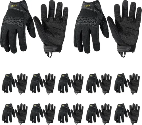 Vista 17 de HANDLANDY Guantes de trabajo para hombre, pantalla táctil, guantes de mecánico, ajuste flexible y transpirable, nudillos y palma acolchados