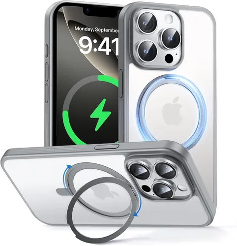 Vista 18 de MAGIC JOHN Soporte Magnético Invisible Giratorio 360° para Funda de iPhone 14 Pro [Agarre Antideslizante] [Compatible con MagSafe] 16 Pies