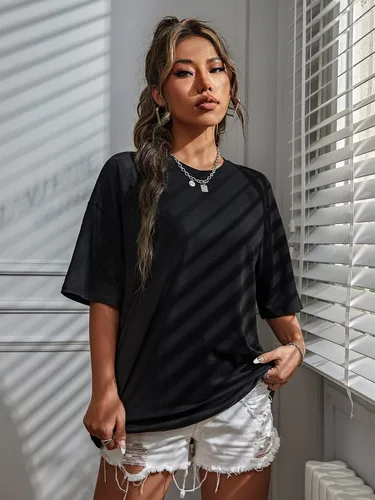 Vista 2 de SOLY HUX Women's Oversized T Shirts Graphic Tees Letter Print Casual Summer Tops