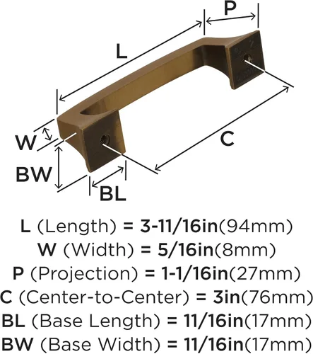 Vista 6 de Amerock Mango de gabinete Bronce dorado 3 pulgadas (76 mm) de centro a centro Mulholland paquete de 1 unidad Jaladera de cajón Asa