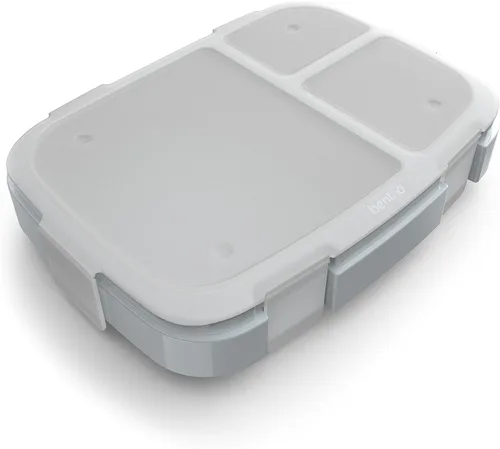 Vista 6 de Bentgo Fresh Tray (Aqua) con cubierta transparente, reutilizable, sin BPA, recipiente de preparación de comidas de 4 compartimentos con control