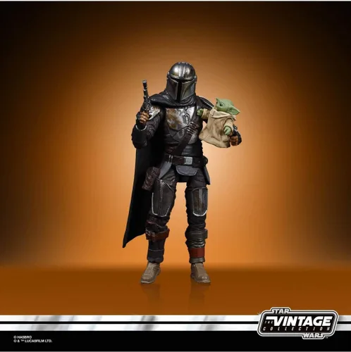 Vista 3 de Star Wars The Vintage Collection Din Djarin (The Mandalorian) and The Child Toys, figuras de acción a escala de 3.7 in para niños a partir de 4 años