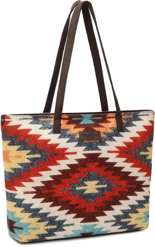 Vista 6 de Wrangler Tote Purse Bag Aztec Canvas Shoulder Bags