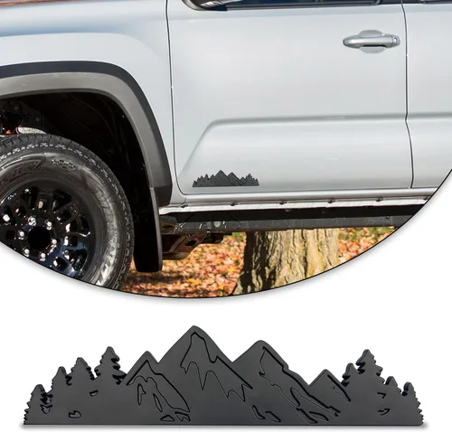 Vista 8 de Zhizhong Emblema de árbol de montaña de nieve de 7 pulgadas, insignia gráfica de montañas para maletero y portón trasero para automóvil, camión