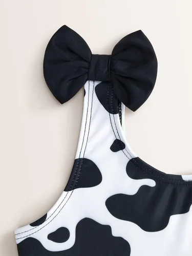 Vista 4 de WDIRARA Traje de baño de una pieza con estampado de vaca para niña
