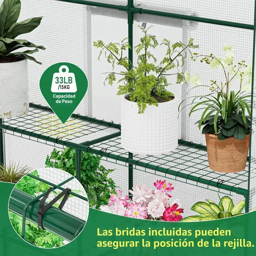 Vista 4 de SPECILITE Invernadero de 56 × 56 × 78 pulgadas para plantas de jardín al Blanco