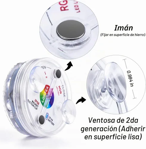 Vista 5 de LOFTEK Luces LED sumergibles con control remoto, 13 luces LED de piscina para piscinas enterradas y sobre el suelo con imanes y ventosas, 16 luces