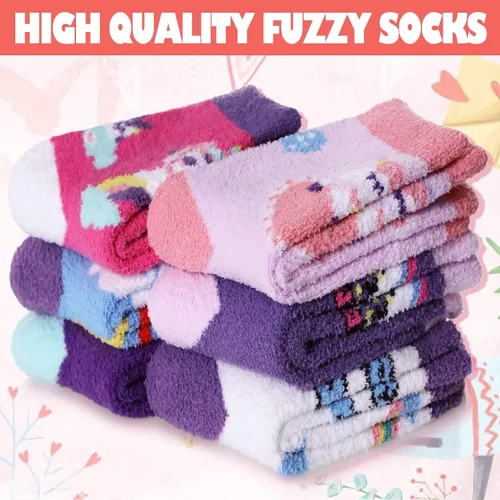 Vista 6 de DYW 6 pares de calcetines antideslizantes para niños y niñas y niños pequeños, con agarre antideslizante de animales, acogedores y esponjosos