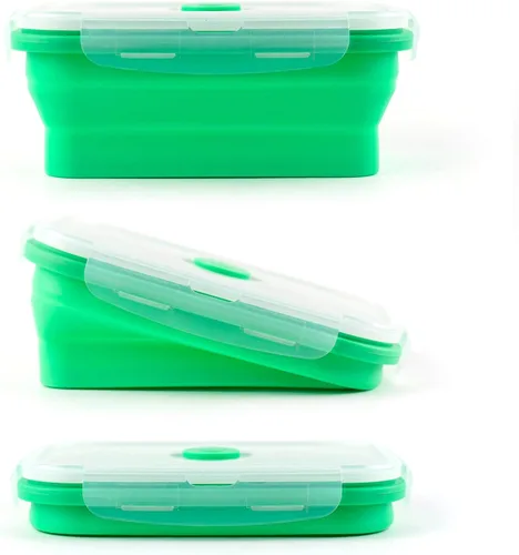 Vista 5 de Vremi - Recipientes de silicona para almacenamiento de alimentos con tapas de plástico herméticas sin BPA