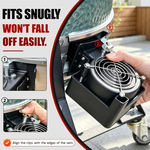 Vista 3 de DC12V BBQ Fire Starter Soplador de aire para huevo verde grande y Kamado