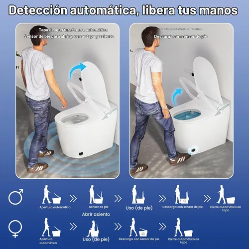 Vista 5 de Inodoro inteligente WinZo, inodoro sin tanque Dynamic Clean con secador, inodoro de una pieza de altura de comodidad ADA con bidé de agua caliente