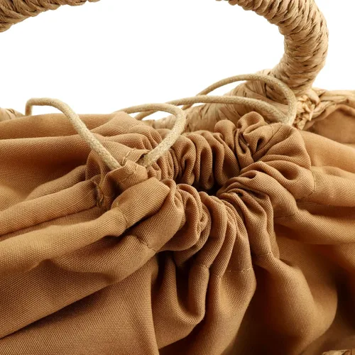Vista 7 de Bolso de paja de las mujeres, tejido a mano de la rota del bolso de la manija del embrague del bolso retro de la playa