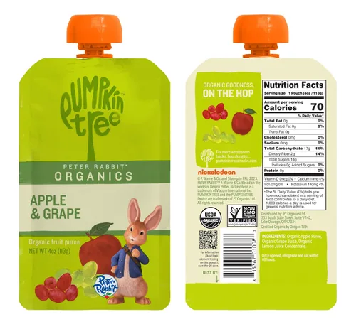 Vista 2 de Peter Rabbit Organics Puré de Frutas Manzana Uva, 4 oz