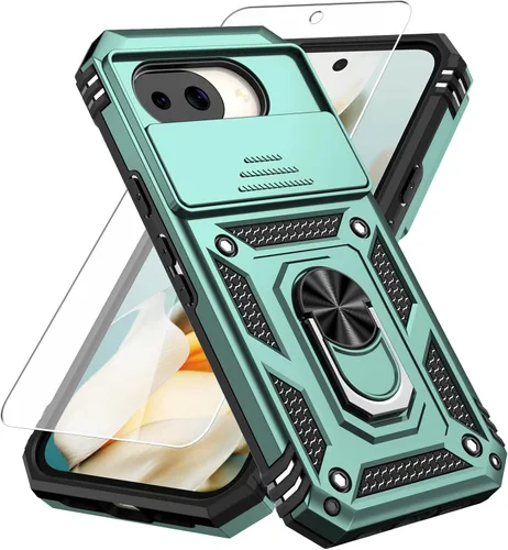 Vista 13 de Funda para Pixel 10a, con cubierta para lente de cámara, protector de pantalla HD, [grado militar] anillo de montaje de coche con soporte híbrido