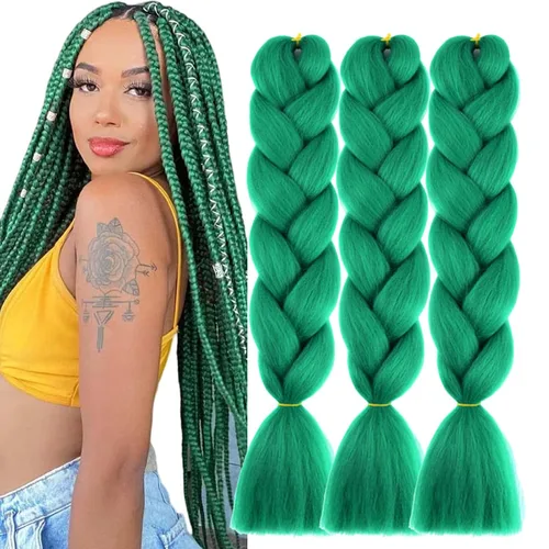 Vista 13 de Beige (613) Cabello trenzado 6 paquetes de extensiones de cabello sintético de 24 pulgadas, extensiones de cabello trenzado Jumbo Ombre trenzado