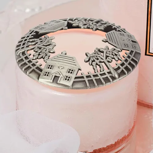 Vista 6 de GORGECRAFT Candle Toppers - Cubierta perfumada para velas, tapas de frascos, fundas para regalos, diseño de casa antigua de flores, accesorios