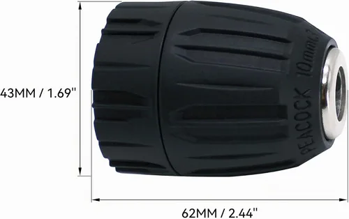 Vista 2 de HFS (R) Portabrocas sin llave para taladro de 3/8" con 24 UNF rosca montaje eje 0.031-0.394 in capacidad