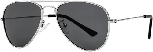 Vista 2 de Gleyemor Lentes de sol polarizados estilo aviador para niños y niñas, jóvenes, adolescentes, dos tamaños de 1.969 in y 2.047 in