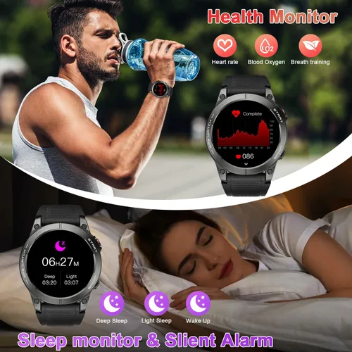 Vista 5 de Reloj inteligente para hombre, rastreador de actividad física, GPS: relojes inteligentes militares para Android/iPhone Gps Watch 1.43 "AMOLED Hacer