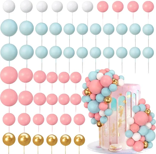 Vista 12 de 56 piezas de bolas de perlas para tarta con forma de bola, decoraciones de tarta con bolas de perlas para tarta de cumpleaños, boda, suministros