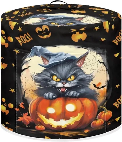 Vista 10 de GLENLCWE Funda para olla a presión de esqueleto de sangre roja para olla arrocera de 3 cuartos de galón, cubierta antipolvo de Halloween, cubierta