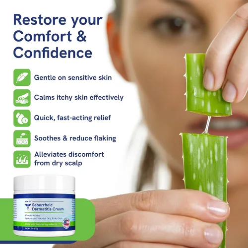 Vista 4 de pHat 5.5 Crema Hidratante para Dermatitis Seborreica y Loción Facial para Mujeres - Crema Calmante para el Enrojecimiento de Cara y Cuerpo - Crema