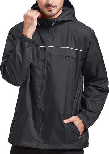 Vista 57 de SWISSWELL Chaqueta impermeable para hombre, rompevientos, ligera con capucha para uso diario casual