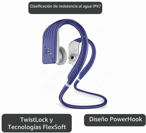 Vista 3 de JBL Endurance JUMP - Auriculares deportivos intrauditivos - Azul Hasta 8 horas de reproducción inalámbrica con batería Speed Charge, PowerHook