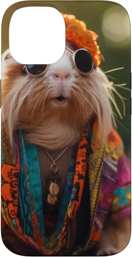 Vista 4 de iPhone 16 Boho Hippie Sunglasses Guinea Pig Case