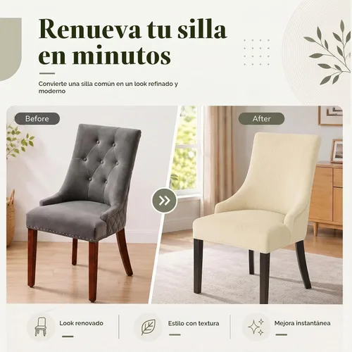 Vista 5 de Fundas para silla con respaldo alado, impermeables, elásticas Beige