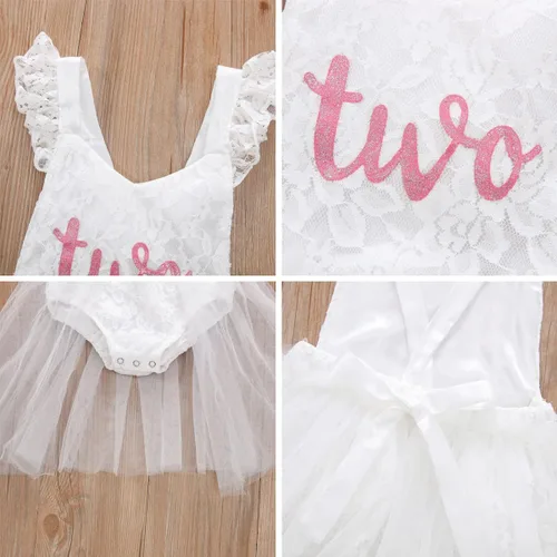 Vista 103 de Traje de bebé niña primer cumpleaños traje de encaje tul mameluco princesa tutú vestido de un año cumpleaños pastel Smash fotografía ropa