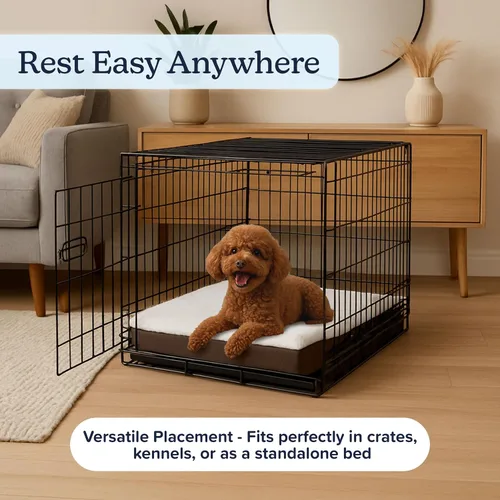 Vista 6 de PETMAKER Cama ortopédica para perros, cama para perros de espuma viscoelástica de 2 capas con funda Sherpa lavable a máquina, cama para perros
