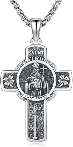 Vista 87 de 925 Sterling Silver Patron Saint Amulet Necklace for Men Women plateado