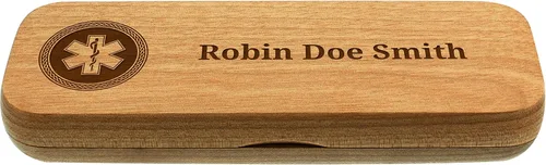 Vista 6 de Regalos EMT personalizados Grabado Pen Case Set EMS Plumas Personalizado Grabado Bambú Madera Regalo Pen Case Set