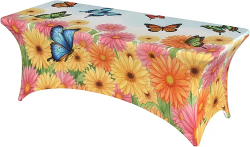 Vista 24 de Mantel rectangular ajustable de elastano elástico con estrellas patrióticas americanas de 4 pies, protector de mesa para fiestas, eventos