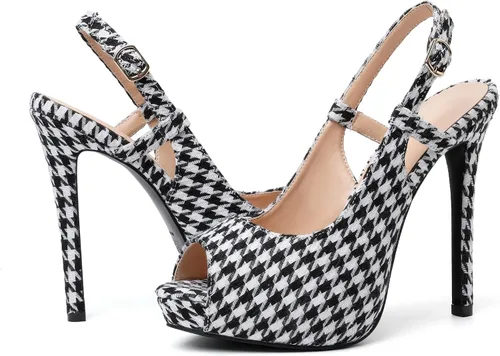 Vista 4 de Joseywade Zapatos de tacón alto con punta abierta para mujer, tacón de aguja, 5 pulgadas, para fiesta, boda, vestido de boda
