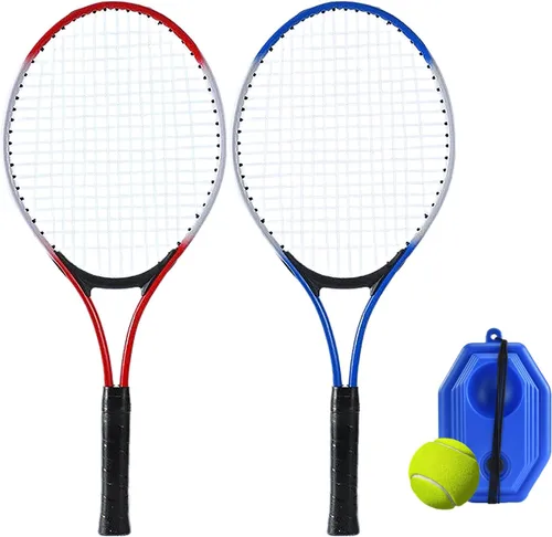 Vista 3 de Raqueta de tenis ligera a prueba de golpes para principiantes, raqueta profesional con equipo de entrenamiento, adecuada para práctica de pares