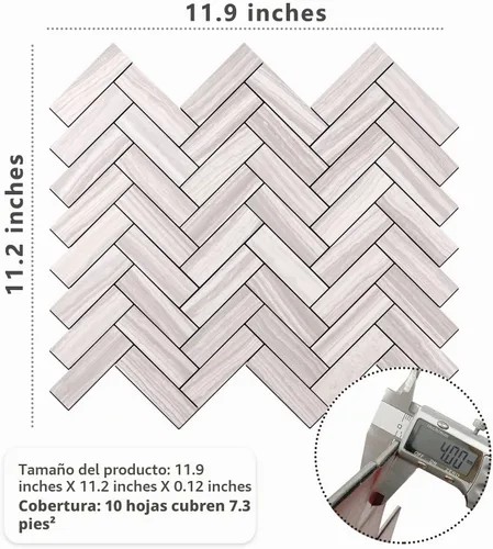 Vista 9 de STICKGOO 10 láminas para salpicaderos de azulejos para despegar y pegar, azulejos de salpicadero de PVC, azulejos de pared autoadhesivos en espiga