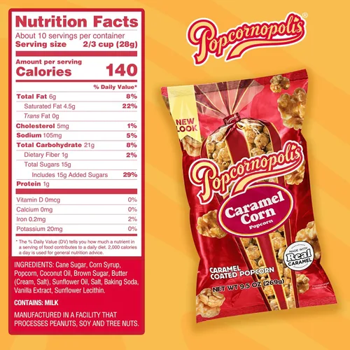 Vista 2 de Bolsa de 9.5 oz de palomitas de maíz con sabor a caramelo de Popcornopolis